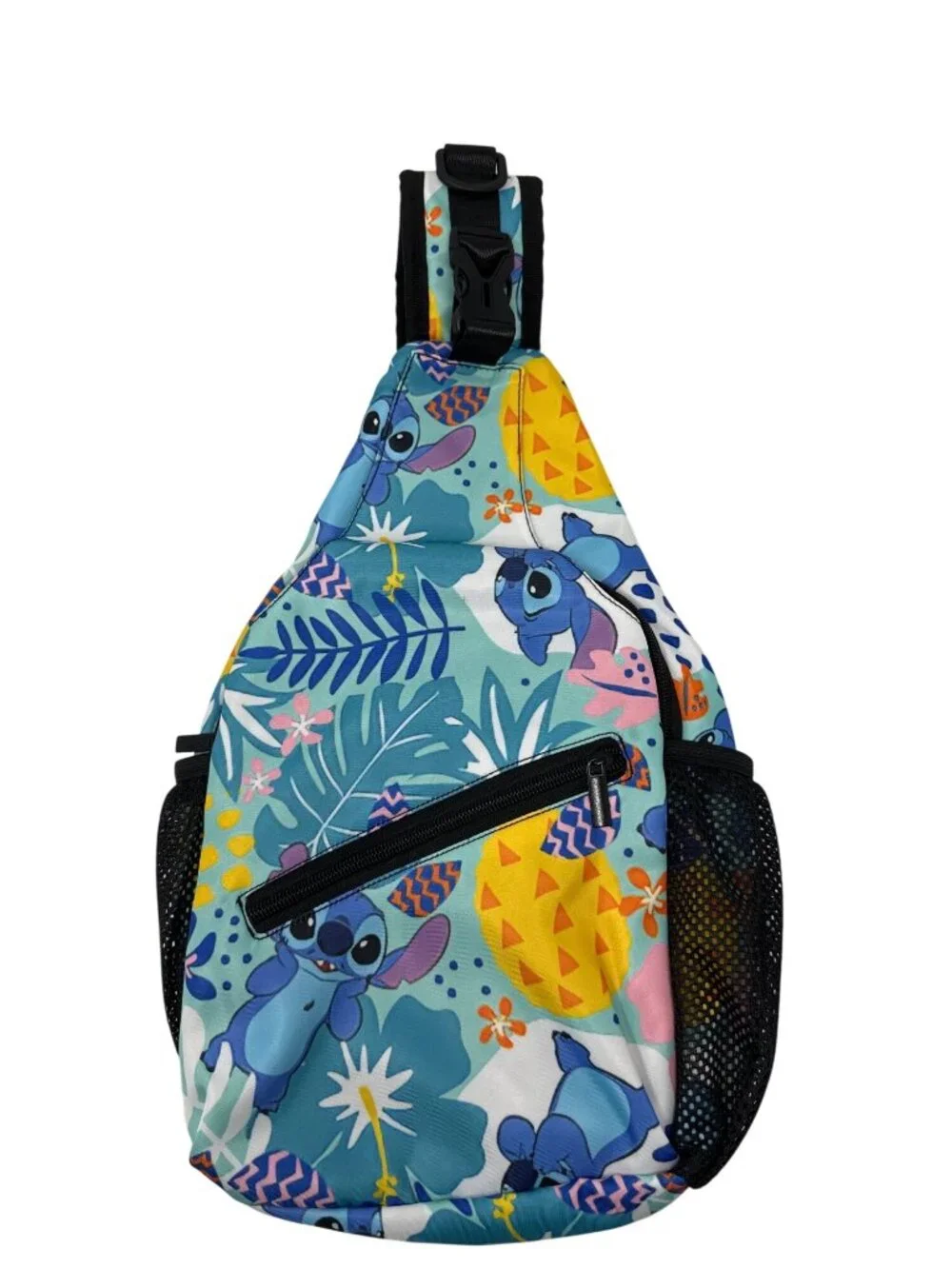 Disney Stitch Sling Backpack With Tropical Print Adjustable Strap